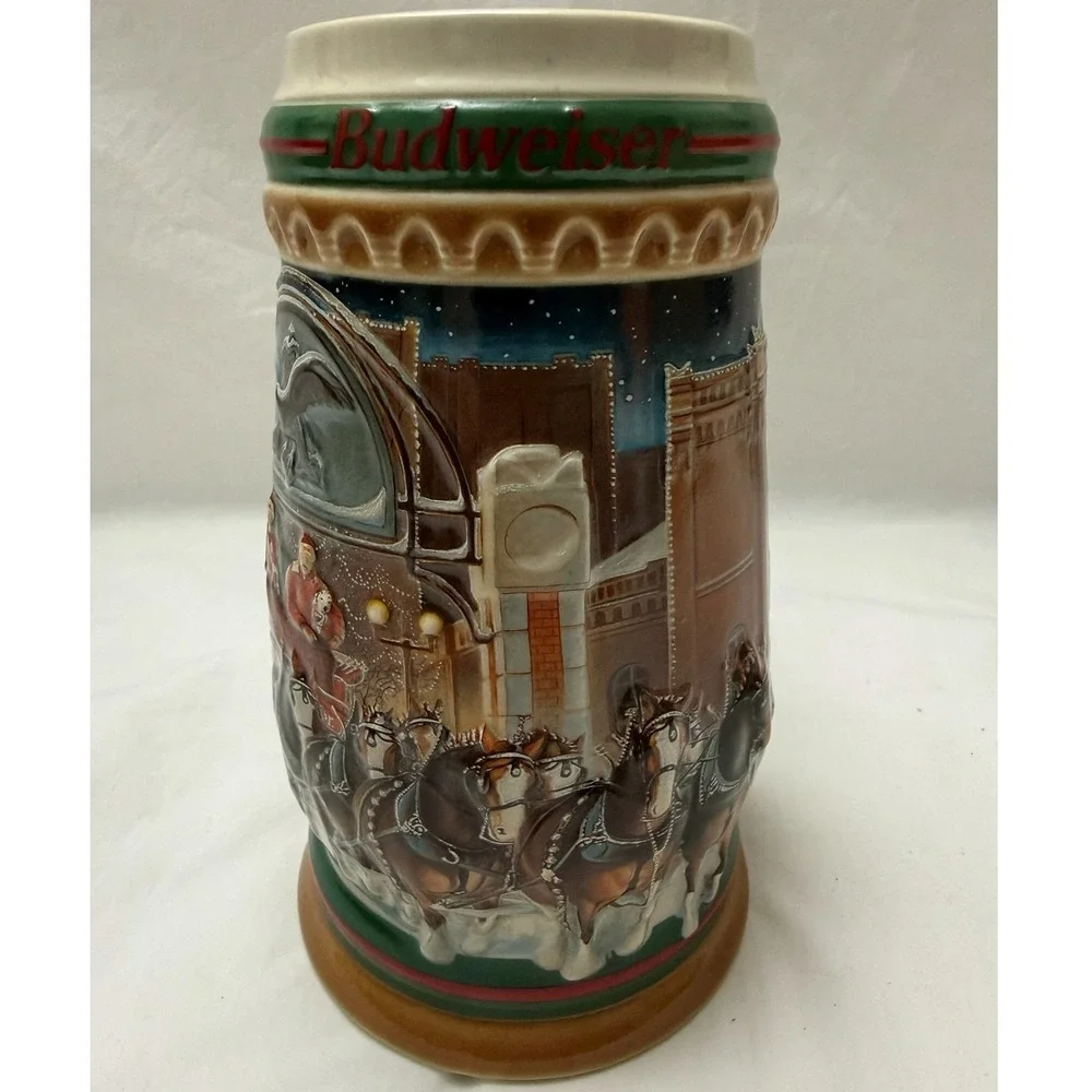 Vintage 1997 Budweiser Holiday Beer‎ Stein Home For The Holidays CS313 With Box